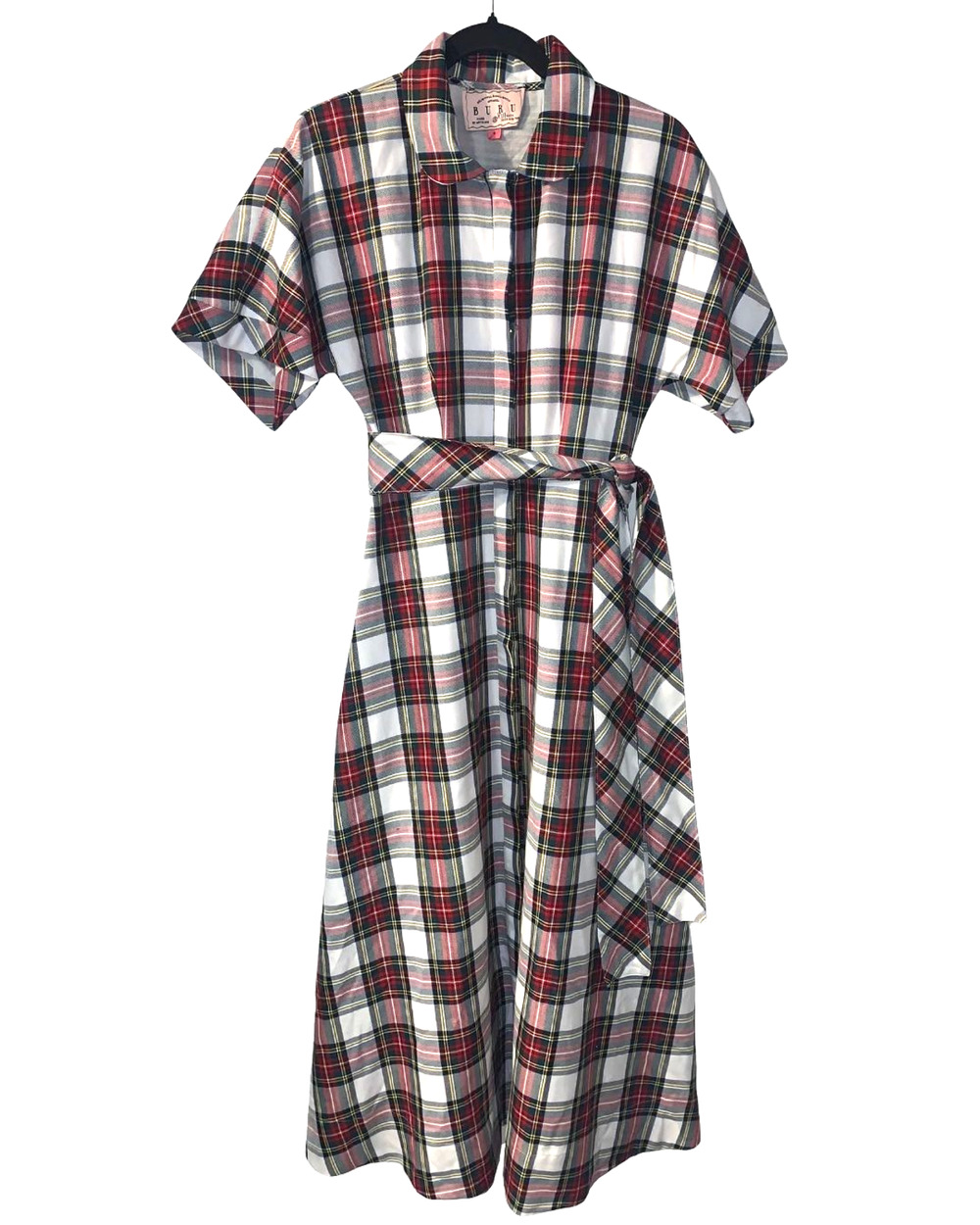 Buru Womens Stewart Tartan The Donna Day Gown Dress Size S Retro Fall Holidays